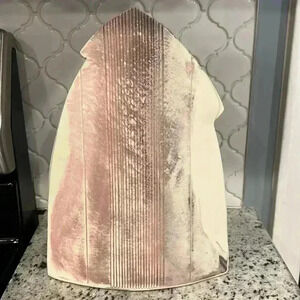 Vintage Carolyn Leung Signed Purple Pink Cream Abstract Art Vase Modernist EUC